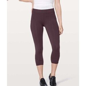 Lululemon In Movement Crop *Everlux 19" Black Cherry 8